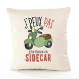 Housse de Coussin Premium Sidecar Version Blanc - Coton Canvas Fairtrade Beige Idée Cadeau Décoration Canapé