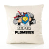 Housse de Coussin Premium Super Plombier - Coton Canvas Fairtrade Beige Idée Cadeau Décoration Canapé