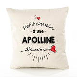 Housse de Coussin Premium Apolline d'amour - Coton Canvas Fairtrade Beige Idée Cadeau Décoration Canapé 40x40