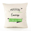 Housse de Coussin Premium Concierge Meilleure Temps Femme - Coton Canvas Fairtrade Beige Idée Cadeau Décoration Canapé