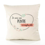 Housse de Coussin Premium Peintre irremplaçable - Coton Canvas Fairtrade Beige Idée Cadeau Décoration Canapé