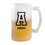 Verre à Bière André Lettre Sport | Chope de Bière Pinte | Idée Cadeau Prénom Style Basket Université Anniversaire Papa Collègue Départ Retraite Noël