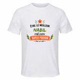 Maillot de Sport Homme Meilleur Nabil Super Pouvoir Cadeau Anniversaire Noël Fête des Pères T-Shirt Respirant Polyester