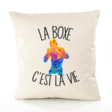 Housse de Coussin Premium Boxe - Coton Canvas Fairtrade Beige Idée Cadeau Décoration Canapé