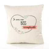 Housse de Coussin Premium Boss irremplaçable - Coton Canvas Fairtrade Beige Idée Cadeau Décoration Canapé