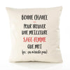 Housse de Coussin Premium Sage-Femme n'existe Pas - Coton Canvas Fairtrade Beige Idée Cadeau Décoration Canapé