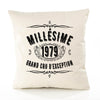Housse de Coussin Premium 1979 Millésime Grand cru - Coton Canvas Fairtrade Beige Idée Cadeau Décoration Canapé
