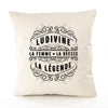 Housse de Coussin Premium LUDIVINE Déesse légende Noire - Coton Canvas Fairtrade Beige Idée Cadeau Décoration Canapé