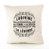 Housse de Coussin Premium LUDIVINE Déesse légende Noire - Coton Canvas Fairtrade Beige Idée Cadeau Décoration Canapé