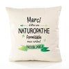 Housse de Coussin Premium Merci Naturopathe Inoubliable Femme - Coton Canvas Fairtrade Beige Idée Cadeau Décoration Canapé