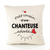 Housse de Coussin Premium Chanteuse d'amour - Coton Canvas Fairtrade Beige Idée Cadeau Décoration Canapé 40x40