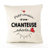 Housse de Coussin Premium Chanteuse d'amour - Coton Canvas Fairtrade Beige Idée Cadeau Décoration Canapé 40x40