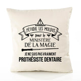 Housse de Coussin Premium prothésiste Dentaire Grand cru - Coton Canvas Fairtrade Beige Idée Cadeau Décoration Canapé