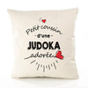 Housse de Coussin Premium Judoka d'amour - Coton Canvas Fairtrade Beige Idée Cadeau Décoration Canapé 40x40