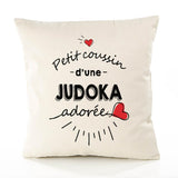 Housse de Coussin Premium Judoka d'amour - Coton Canvas Fairtrade Beige Idée Cadeau Décoration Canapé 40x40
