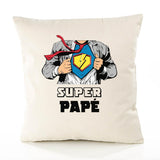 Housse de Coussin Premium Super PAPÉ - Coton Canvas Fairtrade Beige Idée Cadeau Décoration Canapé