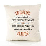 Housse de Coussin Premium Un Gaspard Aussi génial - Coton Canvas Fairtrade Beige Idée Cadeau Décoration Canapé