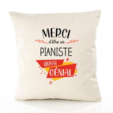 Housse de Coussin Premium Merci Pianiste Génial - Coton Canvas Fairtrade Beige Idée Cadeau Décoration Canapé