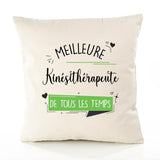Housse de Coussin Premium Kinésithérapeute Meilleure Temps Femme - Coton Canvas Fairtrade Beige Idée Cadeau Décoration Canapé 40x40