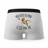 Caleçon Berger Allemand - Humour Boxer Gris Passion Idée Cadeau