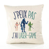 Housse de Coussin Premium Laser-Game Version Blanc - Coton Canvas Fairtrade Beige Idée Cadeau Décoration Canapé 40x40