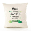 Housse de Coussin Premium Merci Graphiste Inoubliable Femme - Coton Canvas Fairtrade Beige Idée Cadeau Décoration Canapé