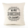 Housse de Coussin Premium Aline Déesse légende Noire - Coton Canvas Fairtrade Beige Idée Cadeau Décoration Canapé