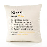 Housse de Coussin Premium Noâm Définition - Coton Canvas Fairtrade Beige Idée Cadeau Décoration Canapé