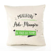 Housse de Coussin Premium Aide-Ménagère Meilleure Temps Femme - Coton Canvas Fairtrade Beige Idée Cadeau Décoration Canapé