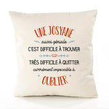 Housse de Coussin Premium Une Josyane Aussi géniale - Coton Canvas Fairtrade Beige Idée Cadeau Décoration Canapé