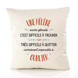 Housse de Coussin Premium Une Hélène Aussi géniale - Coton Canvas Fairtrade Beige Idée Cadeau Décoration Canapé