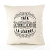 Housse de Coussin Premium Tata La Déesse Légende Déesse légende Noire - Coton Canvas Fairtrade Beige Idée Cadeau Décoration Canapé