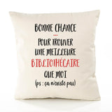 Housse de Coussin Premium Bibliothécaire ça n'existe Pas - Coton Canvas Fairtrade Beige Idée Cadeau Décoration Canapé