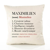 Housse de Coussin Premium Maximilien Définition - Coton Canvas Fairtrade Beige Idée Cadeau Décoration Canapé
