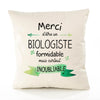 Housse de Coussin Premium Merci Biologiste Inoubliable - Coton Canvas Fairtrade Beige Idée Cadeau Décoration Canapé