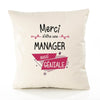Housse de Coussin Premium Merci Manager Géniale - Coton Canvas Fairtrade Beige Idée Cadeau Décoration Canapé