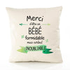 Housse de Coussin Premium Merci Bébé Inoubliable - Coton Canvas Fairtrade Beige Idée Cadeau Décoration Canapé