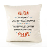 Housse de Coussin Premium Un John Aussi génial - Coton Canvas Fairtrade Beige Idée Cadeau Décoration Canapé