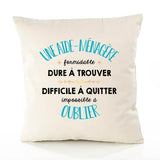 Housse de Coussin Premium Une Aide-Ménagère Formidable - Coton Canvas Fairtrade Beige Idée Cadeau Décoration Canapé