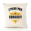 Housse de Coussin Premium j'peux Pas Crossfit Version Blanc - Coton Canvas Fairtrade Beige Idée Cadeau Décoration Canapé 40x40