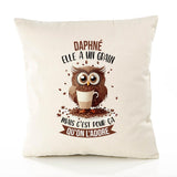 Housse de Coussin Premium Daphné Chouette Grain - Coton Canvas Fairtrade Beige Idée Cadeau Décoration Canapé