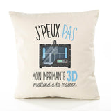 Housse de Coussin Premium imprimante 3D Version Blanc - Coton Canvas Fairtrade Beige Idée Cadeau Décoration Canapé 40x40