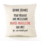 Housse de Coussin Premium Marie-Madeleine ça n'existe Pas - Coton Canvas Fairtrade Beige Idée Cadeau Décoration Canapé