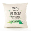 Housse de Coussin Premium Merci Militaire Inoubliable - Coton Canvas Fairtrade Beige Idée Cadeau Décoration Canapé