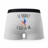 Caleçon Basket - Humour Boxer Gris Passion Idée Cadeau