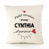 Housse de Coussin Premium Cynthia d'amour - Coton Canvas Fairtrade Beige Idée Cadeau Décoration Canapé 40x40