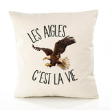 Housse de Coussin Premium aigles - Coton Canvas Fairtrade Beige Idée Cadeau Décoration Canapé