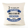 Housse de Coussin Premium Je ne suis Pas superhomme bûcheron - Coton Canvas Fairtrade Beige Idée Cadeau Décoration Canapé 40x40