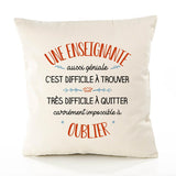 Housse de Coussin Premium Une Enseignante Aussi géniale - Coton Canvas Fairtrade Beige Idée Cadeau Décoration Canapé