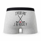 Caleçon Hockey - Humour Boxer Gris Idée Cadeau Passion